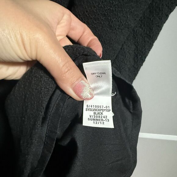 NWT Banana Republic V-Neck Peplum Knit Top Black 6 Office Business Corpgore - Picture 6 of 6